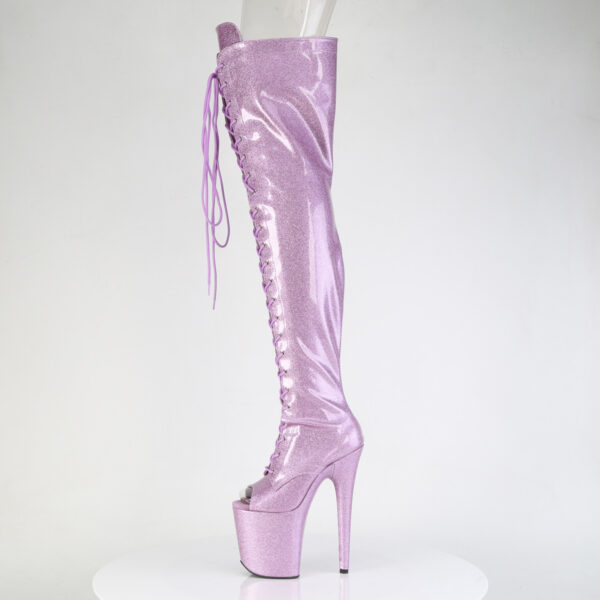8" Heel, 4" PF Peep Toe Lace-Up Thigh Boot, Side Zip - Image 3