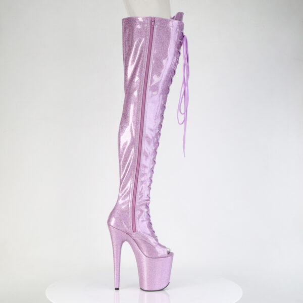 8" Heel, 4" PF Peep Toe Lace-Up Thigh Boot, Side Zip - Image 5