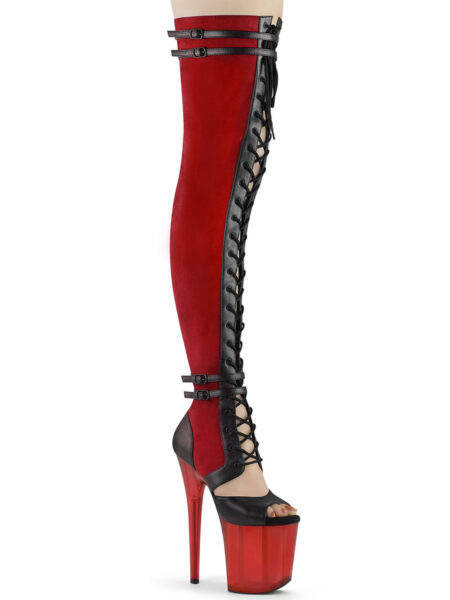8″ Heel, 4″ PF Lace-Up Front Thigh, Side Zip — Pleasure Zone Houston
