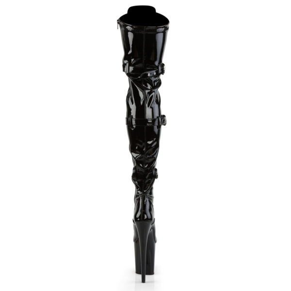 8" Heel, 4" PF Stretch Thigh Boot W/Buckled Straps, Side Zip - Image 4