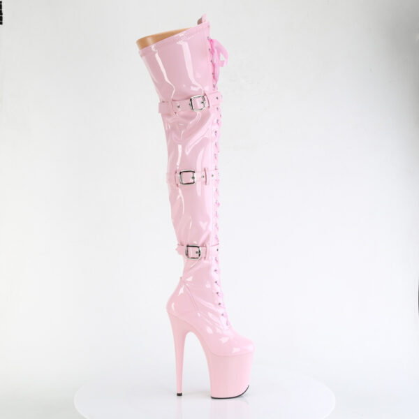 8" Heel, 4" PF Lace-Up Front Thigh High Boot, Side Zip - Image 5