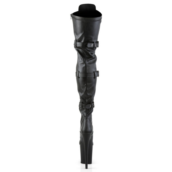 8" Heel, 4" PF Stretch Thigh Boot W/Buckled Straps, Side Zip - Image 4
