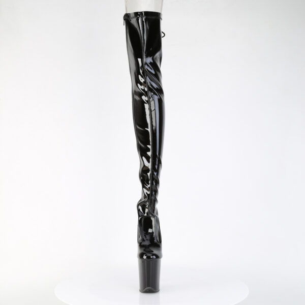 8" Heel, 4" PF Lace-Up Back Stretch Thigh Boot, Side Zip - Image 2