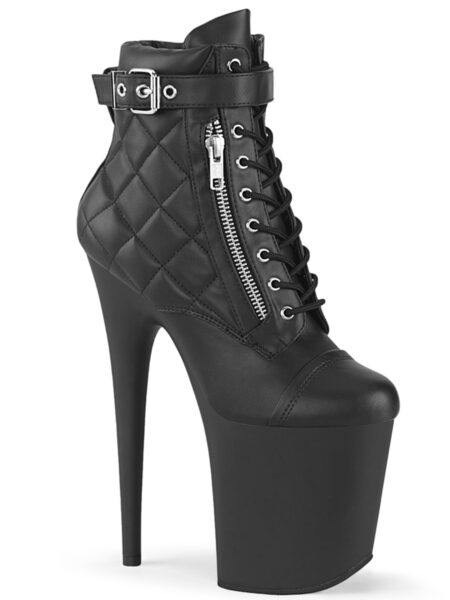 8" Heel, 4" PF Lace-Up Front Ankle Bootie, Side Zip