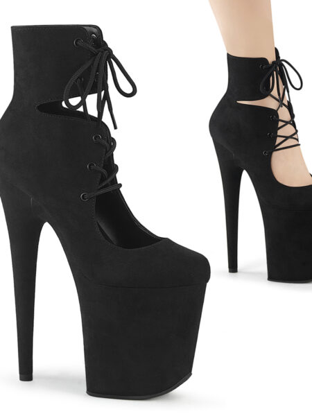 8" Heel, 4" PF Lace-Up Front Bootie