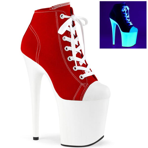 *8" Heel, 4" PF Lace-Up Sneaker, Side Zip