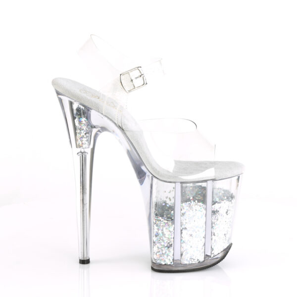 8" Heel, 4" Glitter Filled PF Ankle Strap Sandal - Image 5