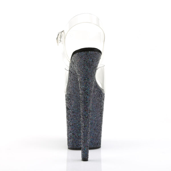 8" Heel, 4" PF Ankle Strap Sandal w/Holographic Glitter Cov - Image 4