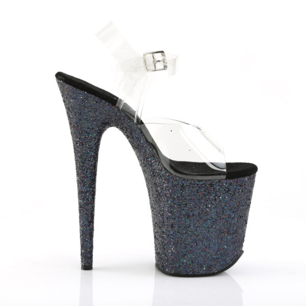 8" Heel, 4" PF Ankle Strap Sandal w/Holographic Glitter Cov - Image 5