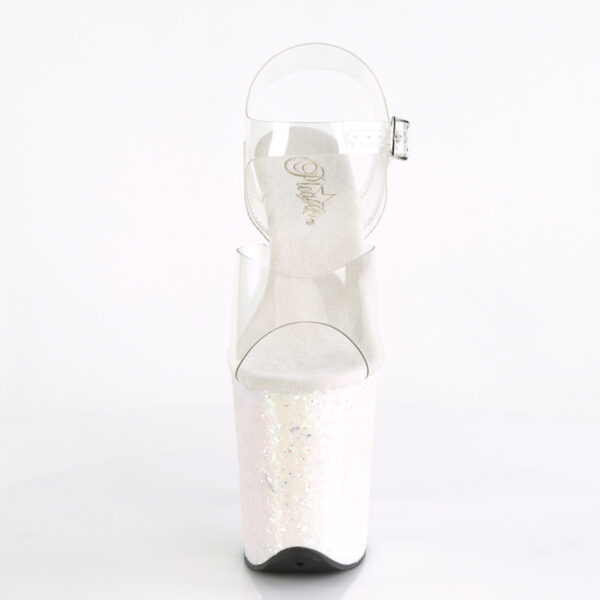 8" Heel, 4" PF Ankle Strap Sandal w/ Glitter Bottom - Image 2
