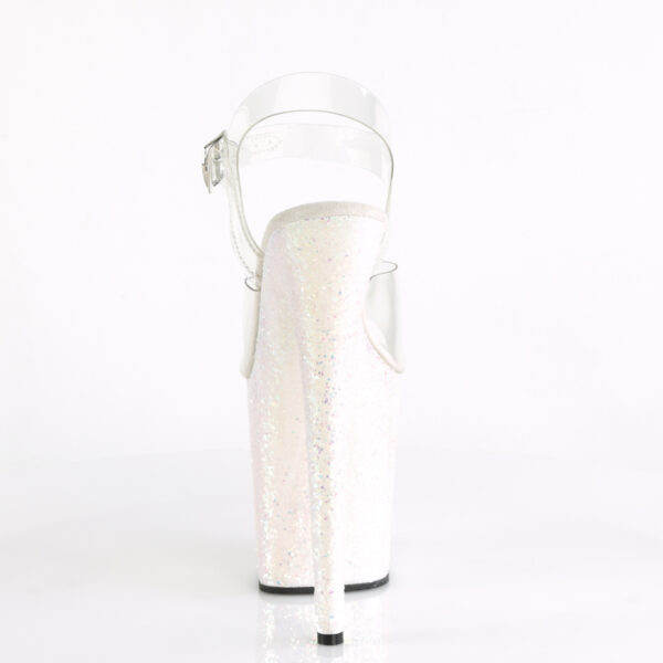 8" Heel, 4" PF Ankle Strap Sandal w/ Glitter Bottom - Image 4