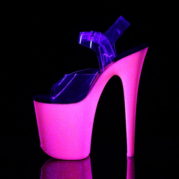 8" Heel, 4" PF Ankle Strap Sandal w/Neon UV Reactive BTM - Image 3