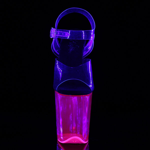 8" Heel, 4" UV Reactive Tinted PF Ankle Strap Sandal - Image 2