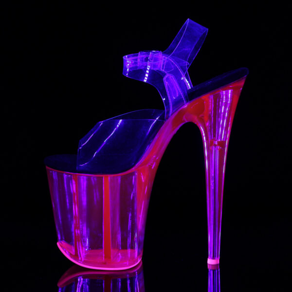 8" Heel, 4" UV Reactive Tinted PF Ankle Strap Sandal - Image 3