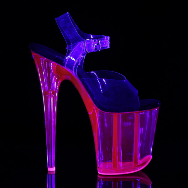 8" Heel, 4" UV Reactive Tinted PF Ankle Strap Sandal - Image 5