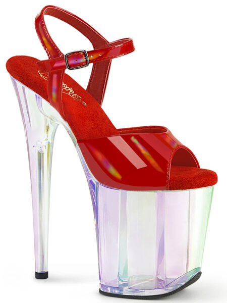 8" Heel, 4" Holo Tinted PF Ankle Strap Sandal