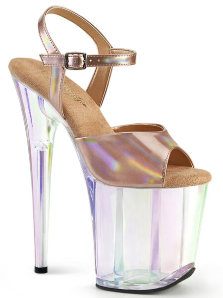8" Heel, 4" Holo Tinted PF Ankle Strap Sandal