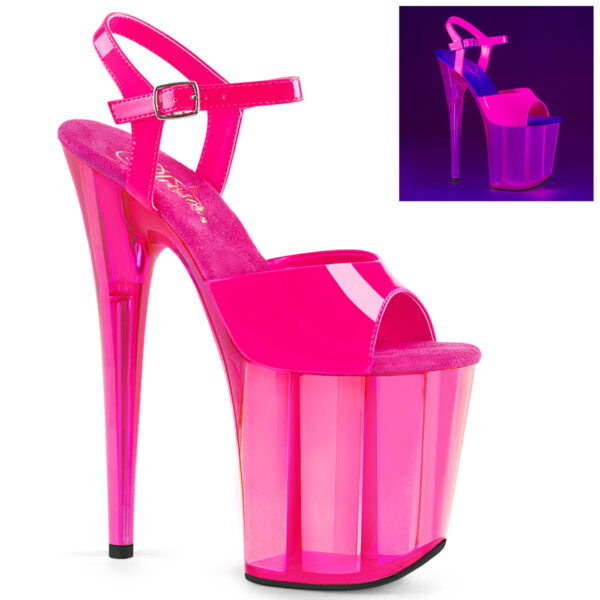 8" Heel, 4" PF UV Reactive Ankle Strap Sandal