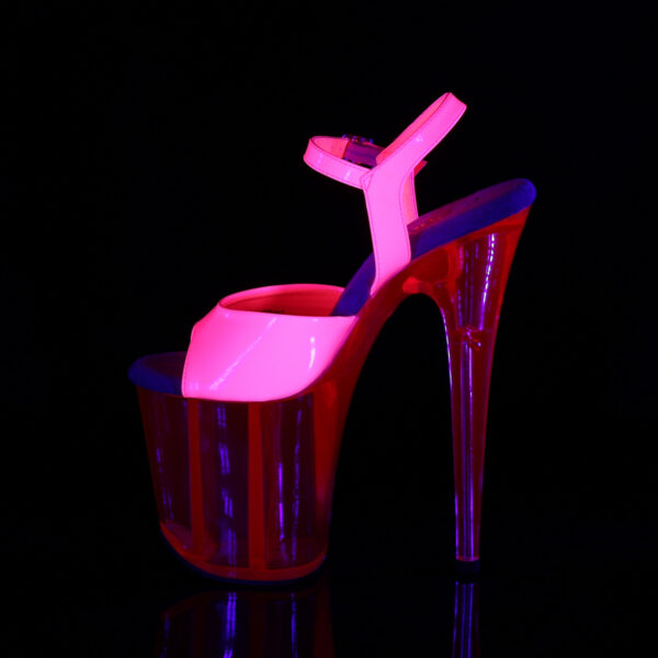 8" Heel, 4" PF UV Reactive Ankle Strap Sandal - Image 3