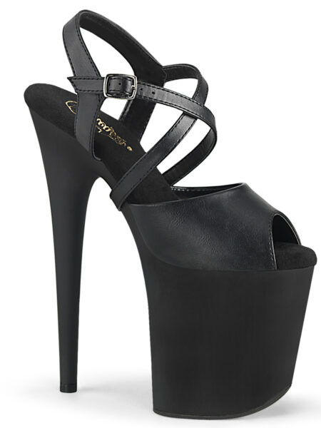 8" Heel, 4" PF Peep Toe Criss Cross Ankle Strap Sandal