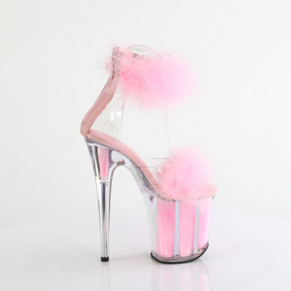 8" Heel, 4" PF Marabou Fur Ankle Cuff Sandal, Back Zip - Image 5