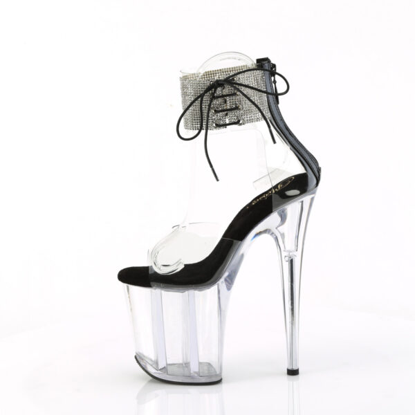 8" Heel, 4" PF Rhinestoned Ankle Cuff Sandal, Back Zip - Image 3
