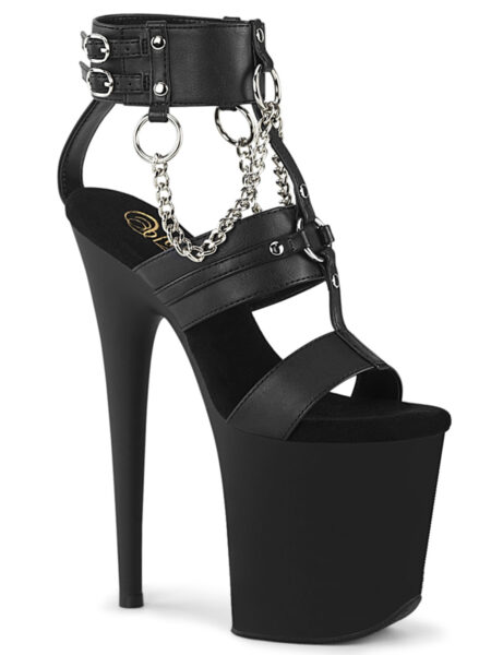 8" Heel, 4" PF 3 Band T-Strap Ankle Strap Sandal