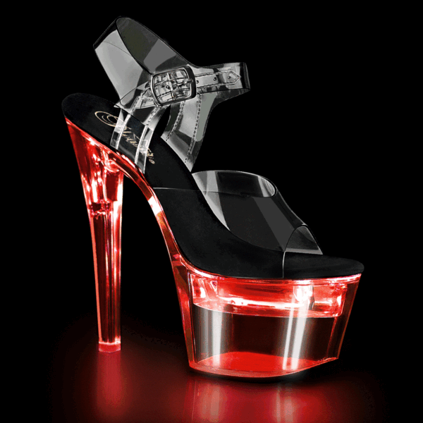 7" Heel, 2 3/4" Platform LED Illuminated Ankle Strap Sandal