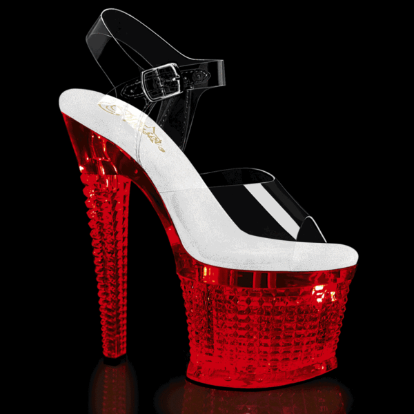 7" Heel, 3" Textured LED Illuminated Ankle Strap Sandal