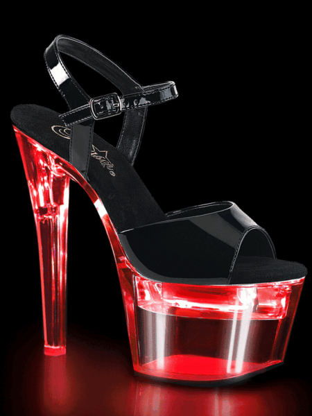 7" Heel, 2 3/4" Platform LED Illuminated Ankle Strap Sandal