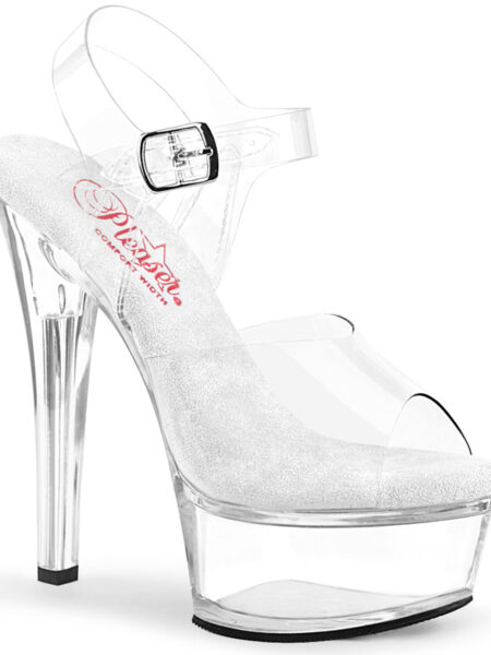 Pleaser 6 Inch Heel with Clear Ankle Strap Sandal