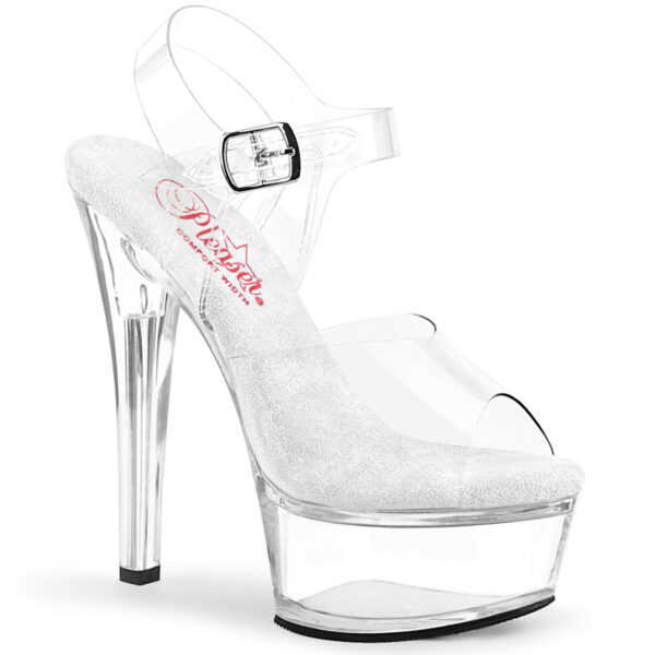 Pleaser 6 Inch Heel with Clear Ankle Strap Sandal