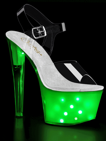 7" Heel, 2 3/4" PF LED Illuminated Ankle Strap Sandal