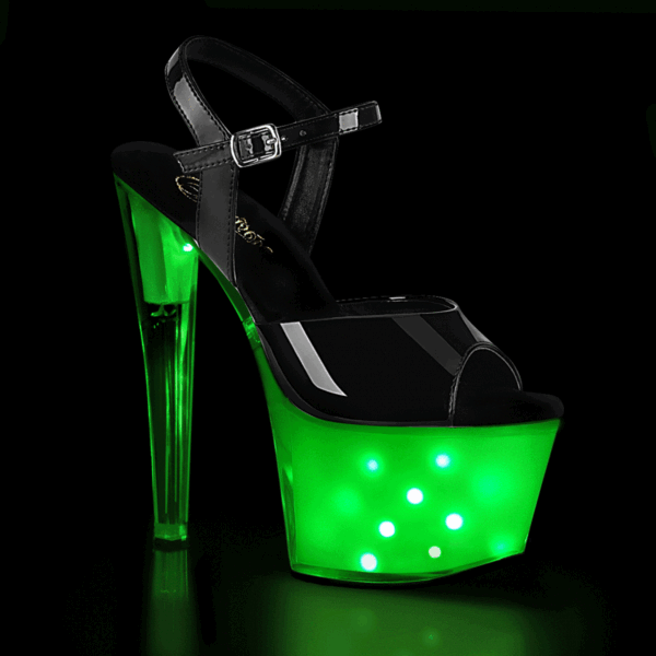 7" Heel, 2 3/4" PF LED Illuminated Ankle Strap Sandal