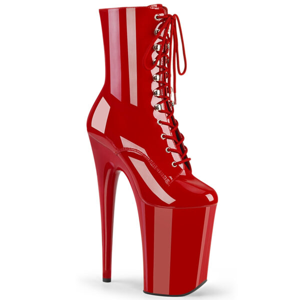 9" Heel, 5 1/4" PF Lace-Up Front Ankle Boot, Side Zip
