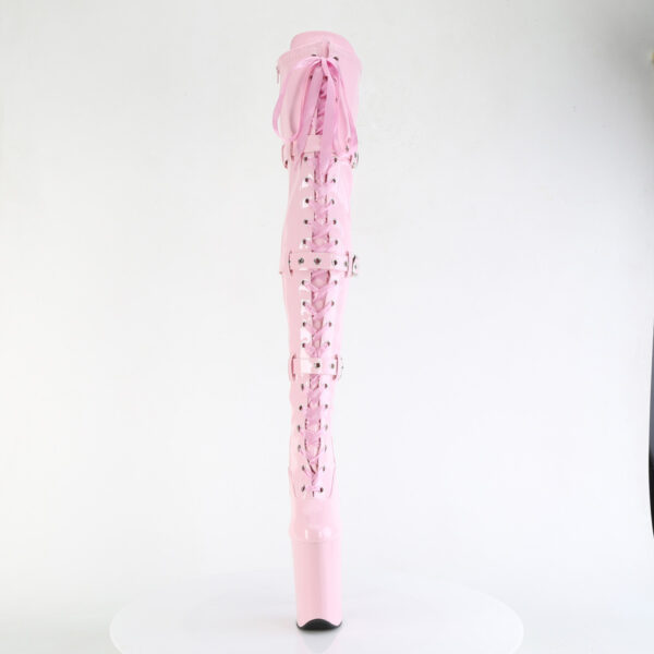 9" Heel, 5 1/4" PF Buckled Lace Up Thigh Boot, Side Zip - Image 2