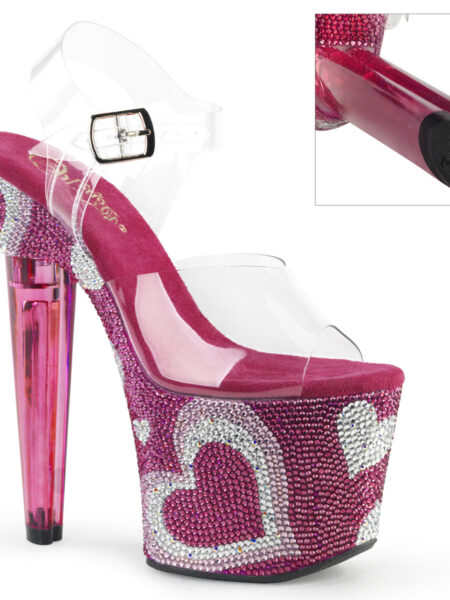7" Heel, 3 1/4" PF Ankle Strap Sandal w/ RS Hearts