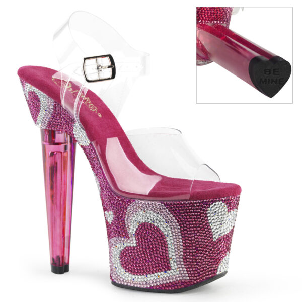 7" Heel, 3 1/4" PF Ankle Strap Sandal w/ RS Hearts