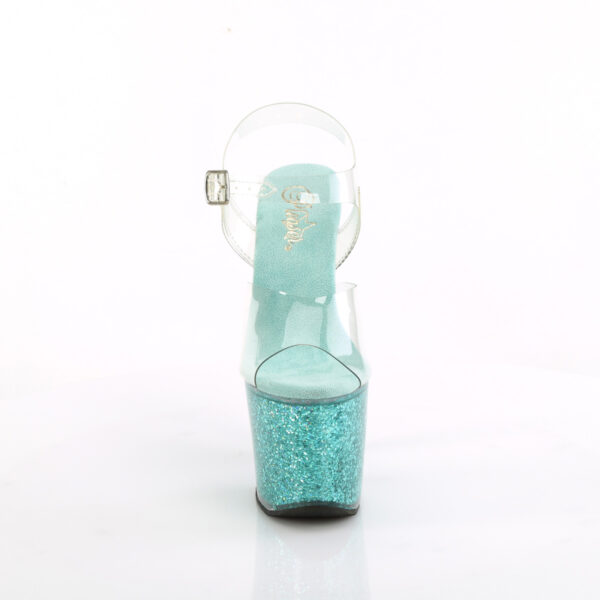 7" Heel, 3 1/4" PF Ankle Strap Sandal w/Iridescent Glitters - Image 2