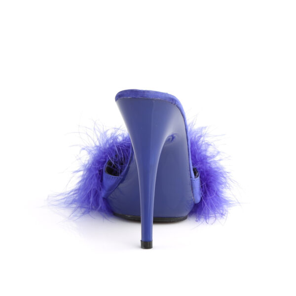 **5" Heel, 3/8" PF Marabou Slide Sandal Blue - Image 4