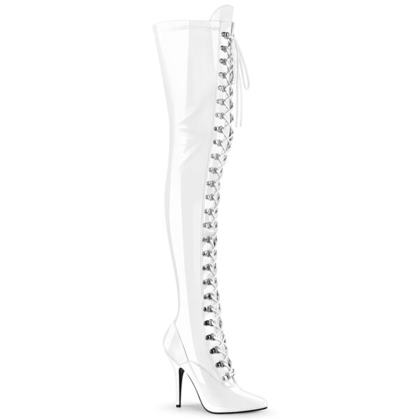 5" Heel D-Ring Stretch Thigh Boot, Side Zip