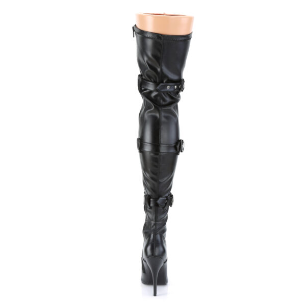 5" Heel Lace-Up Buckle Strap Stretch Thigh Boot, Side Zip - Image 4