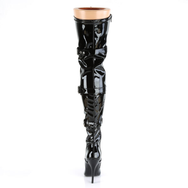 5" Heel Lace-Up Buckle Strap Stretch Thigh Boot, Side Zip - Image 4