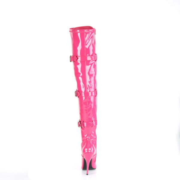 5" Heel Lace-Up Buckle Strap Stretch Thigh Boot, Side Zip - Image 4