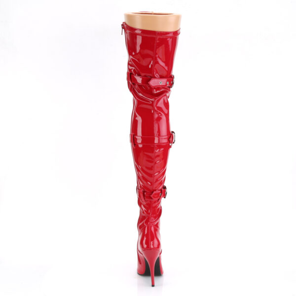 5" Heel Lace-Up Buckle Strap Stretch Thigh Boot, Side Zip - Image 4