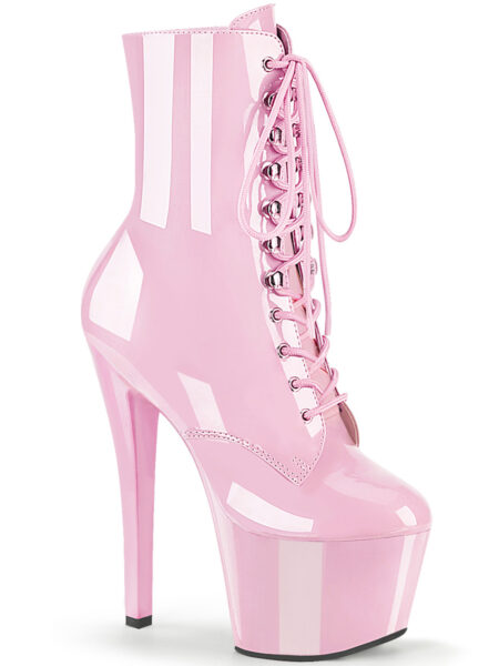 7" Heel, 2 3/4" PF Lace-Up Front Ankle Boot, Side Zip