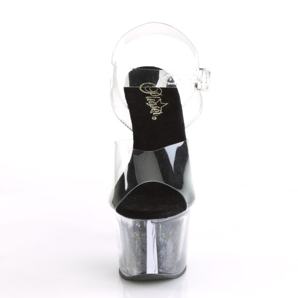 7" Heel, 2 3/4" Glitter Filled PF Ankle Strap Sandal - Image 2