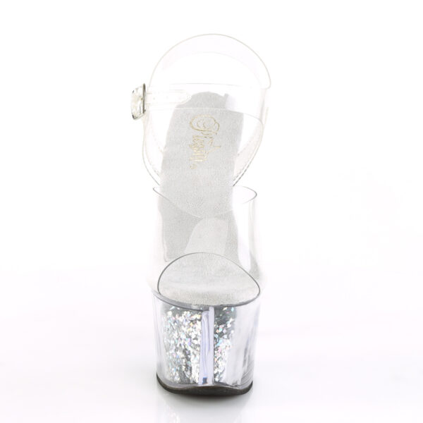 7" Heel, 2 3/4" Glitter Filled PF Ankle Strap Sandal - Image 2