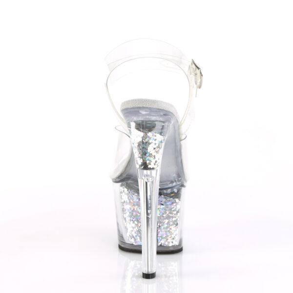 7" Heel, 2 3/4" Glitter Filled PF Ankle Strap Sandal - Image 4