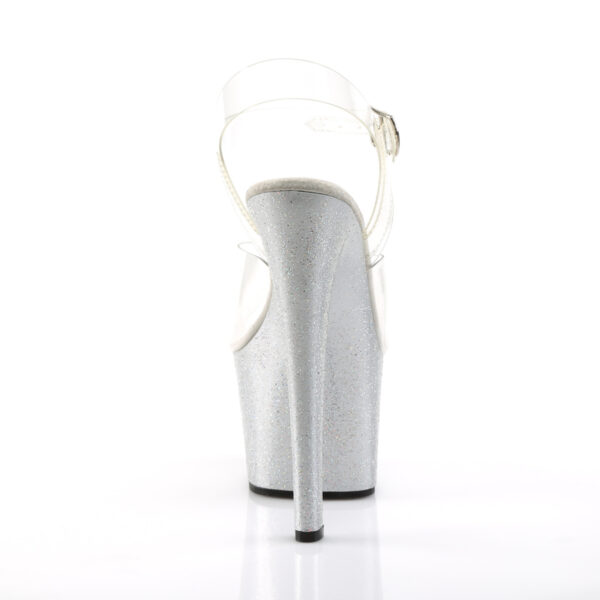 7" Heel, 2 3/4" PF Ankle Strap Sandal w/Mini Glitter - Image 4